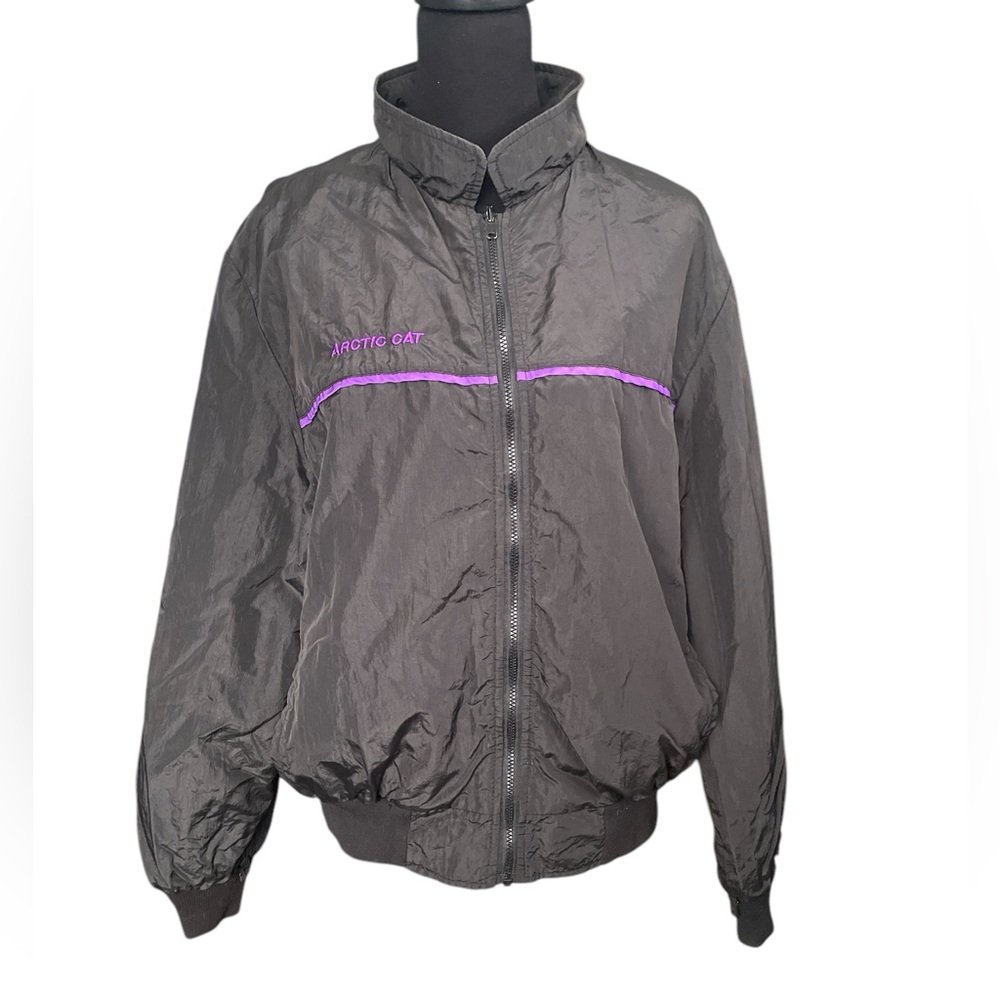 Vintage Arcticwear Arctic Cat Women's Black & Purple Snowmobile Jacket, Size XL